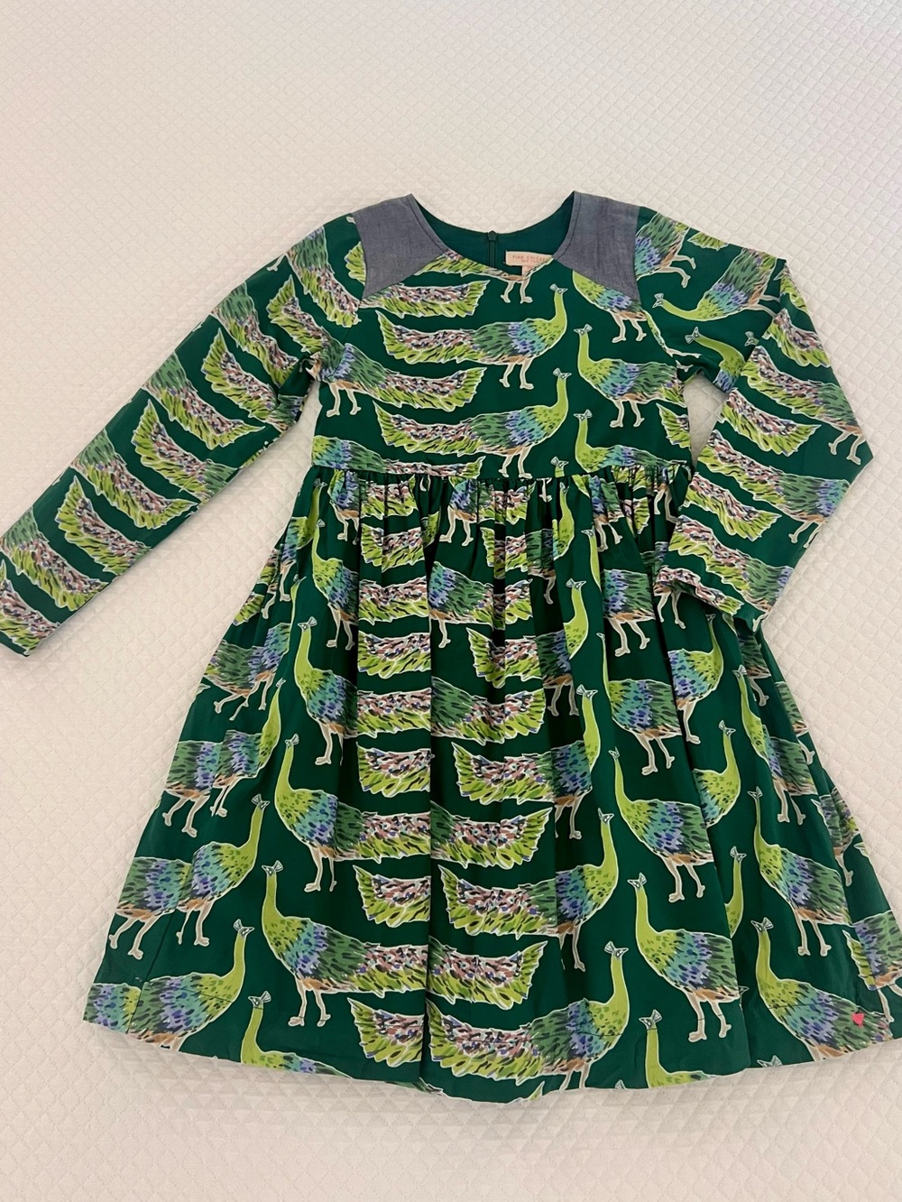 Pink Chicken dress with peacocks